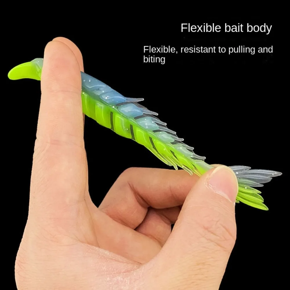 Aparejos de pesca de silicona, señuelo de gusano, huesos de múltiples secciones, cebos artificiales, Swimbait, cebo falso realista, 3/7 piezas - imagen 4
