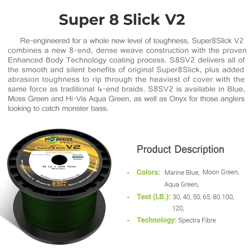 Línea trenzada POWER PR0 de 2750M, Sedal multifilamento superfuerte de EE. UU., SSV2 Slick, trucha 30LB-120LB, alambre de señuelo de mar F - imagen 3