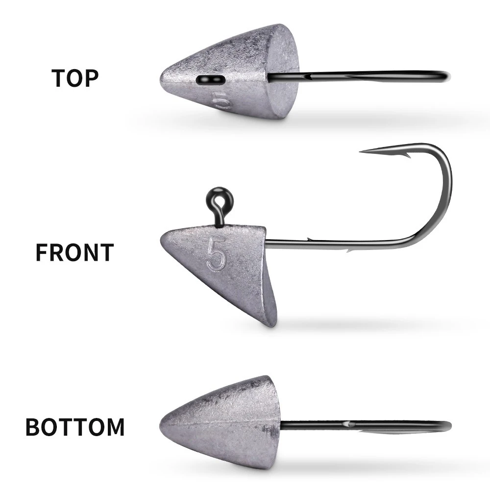 10 Uds. Anzuelos de cabeza triangular 2,7/3,5/4,2/5g tipo barco dardo Jighead anzuelo de gusano suave anzuelo de señuelo Artificial anzuelo de aparejos de pesca - imagen 4