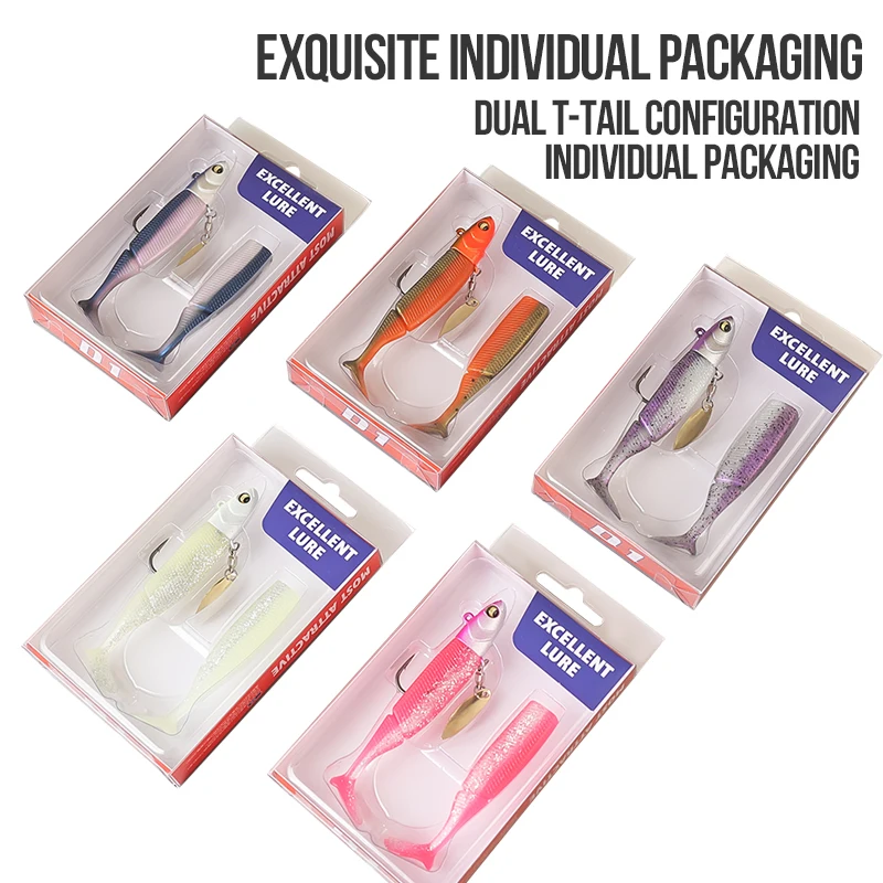 TAIYU gran oferta Señuelos de pesca 20g Jig Head t-tail silicona suave señuelo Wobbler Metal Spinner cuchara cebo para Lucio trucha pesca de lubina - imagen 5