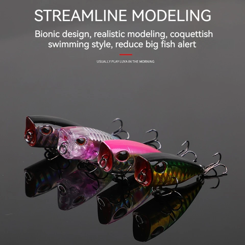 WALK FISH-Mini señuelo de Pesca Popper, 1 piezas, 40mm, 3,5g, cebo Topwater Isca, plástico duro Artificial, Wobbler Crankbait para Pesca de perca - imagen 3