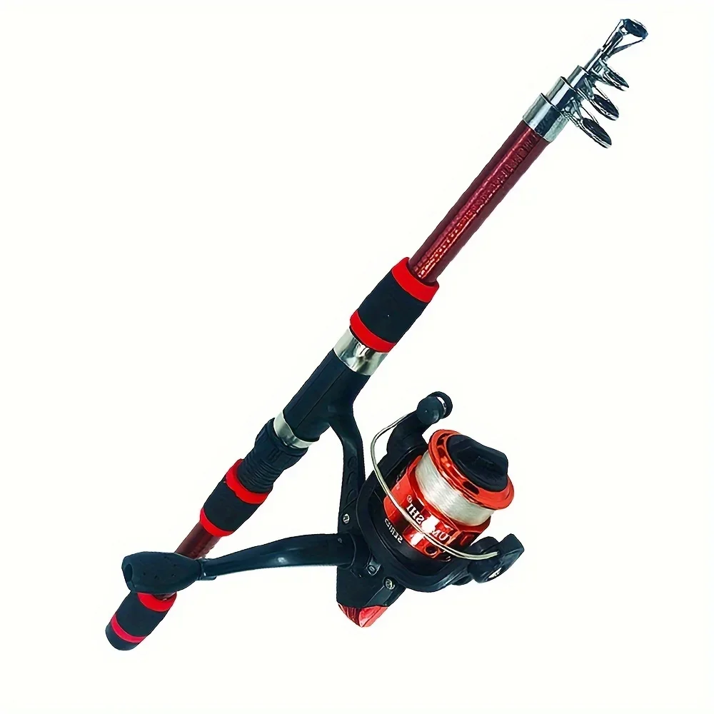 Juego combinado de caña de pescar y carrete, caña de pescar telescópica con carretes giratorios, Kit de cebo, equipo para agua dulce y salada, 41 Uds. - imagen 4