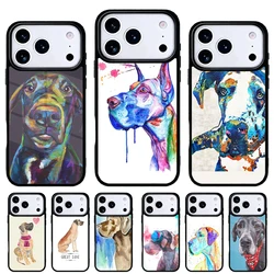 Funda para Teléfono con Diseño de Perro Great Dane en Acuarela para iPhone 17 16 15 14 13 Pro Max, Carcasa Trasera para 12 11 Pro