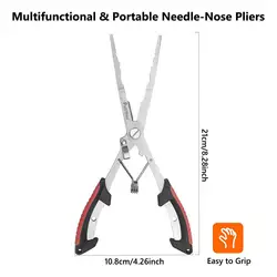 Alicates de pesca de acero inoxidable resistentes al agua salada, punta de aguja, alicates para anzuelos de pesca a prueba de herrumbre, juego de equipo de pesca con cordón