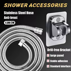 Manguera de ducha Flexible SUS 304, color negro/plateado, extensión de tubo de ducha de baño largo, tubo de agua, accesorios de baño, 1,5/2M