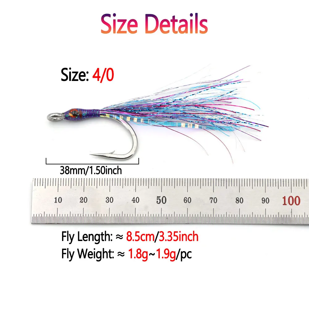 2PCS 4/0 3D Fish Eyes Big Epoxy Minnow Streamer Fly Stainless Steel Hook Lumo Baitfish Streamer Pike Musky Bass Sea Fishing Lure - imagen 4