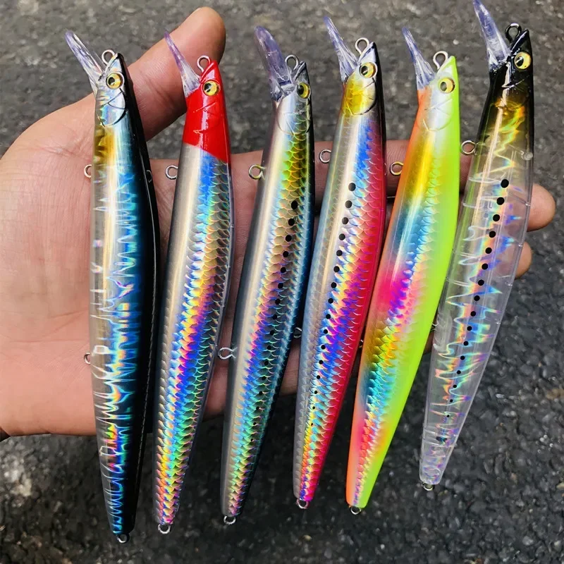 Señuelos de pesca de pececillo que se hunden, 140mm, 26g, 160mm, 32g, Wobblers, Jerkbait, cebo duro Artificial, lubina, aparejos de pesca de agua salada - imagen 2