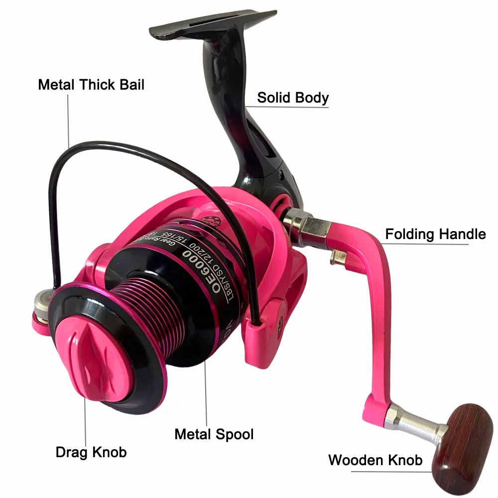 Carrete de pesca giratorio 2000-7000, 5,2: 1, copa de línea de Metal, carrete de pesca de carpa con línea, aparejos de mar, intercambiable izquierda y derecha - imagen 4