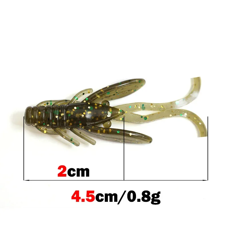 10 Uds Jig Wobblers cebo suave de silicona gusano langosta Señuelos de pesca 45mm camarones hundimiento giratorio Twintails pesca en el mar - imagen 3