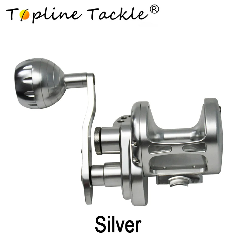 Carrete de Pesca de Velocidad Lenta, Diseño de Perilla Derecha Azul Plateado, Relación de Engranajes 4.9:1, Ligero, para Pesca en Alta Mar - imagen 2