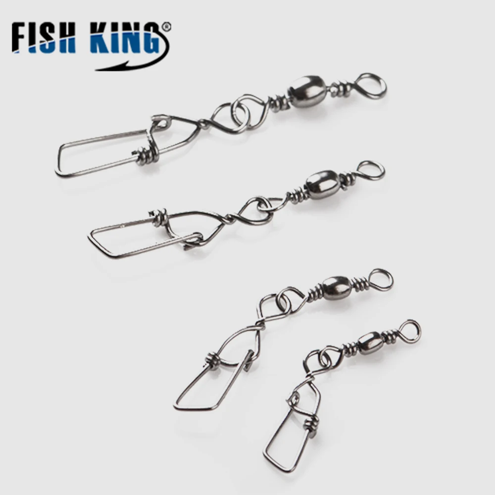 FISH KING-conector de pesca de acero inoxidable, Pin de rodamiento giratorio 6 #8 #10 #12, accesorios de pesca, 30 Uds./lote - imagen 2