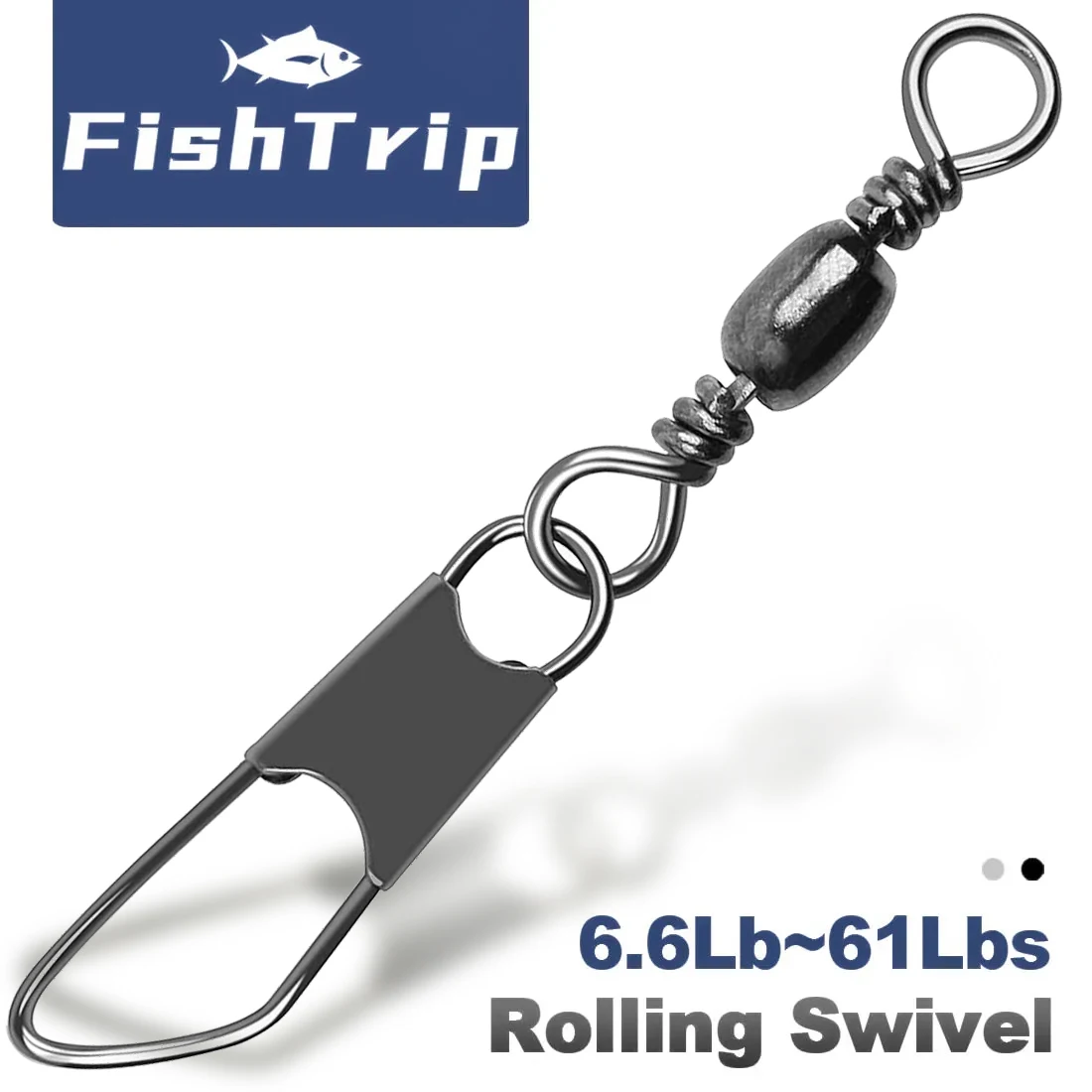 FishTrip 50 piezas de barril giratorio con cierre de seguridad American Snap, multitud para conector de pesca en el mar