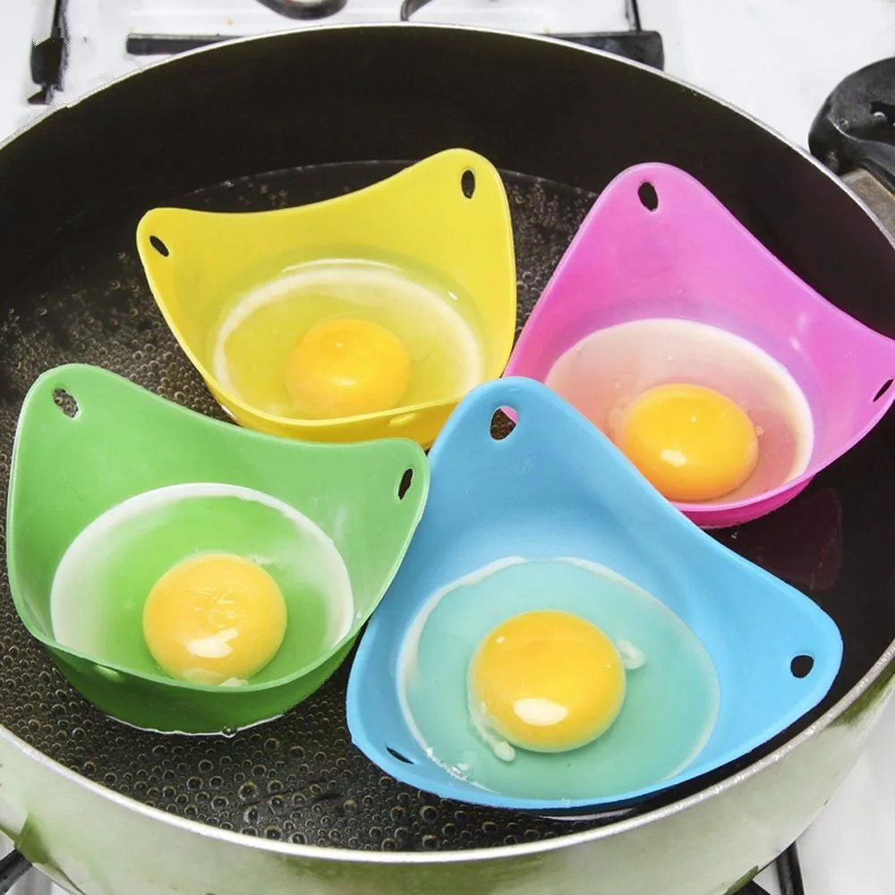 Hervidor de huevos de silicona de alta temperatura, hervidor de huevos de Gel de sílice creativo cálido, soporte para huevos al vapor, Color aleatorio - imagen 2