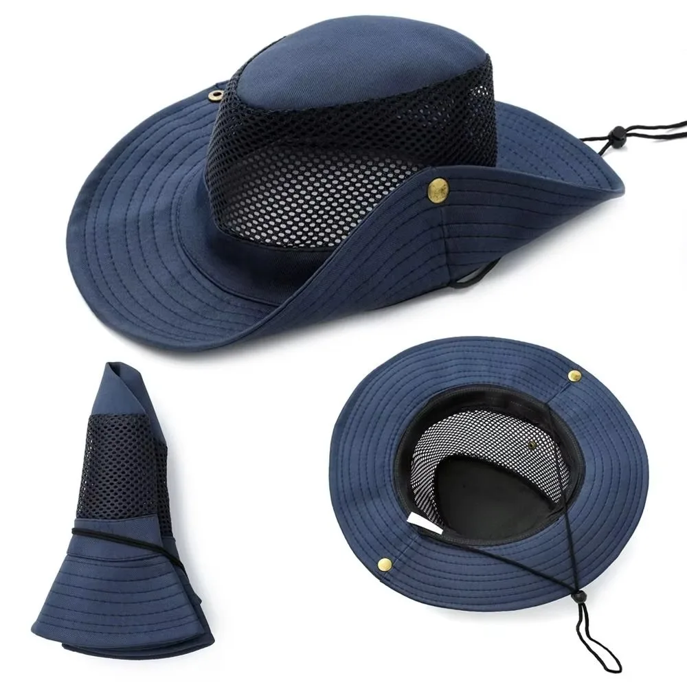 Sombrero de pesca ala grande transpirable con cuerda antiviento - imagen 4