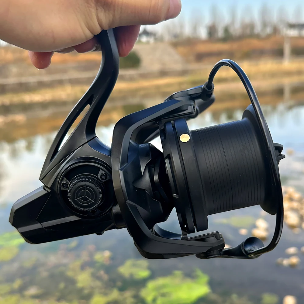 Carretes de pesca grandes serie 8000-14000, carrete de Metal giratorio para curricán, accesorios de pesca para barco de mar, arrastre máximo de 20kg - imagen 2