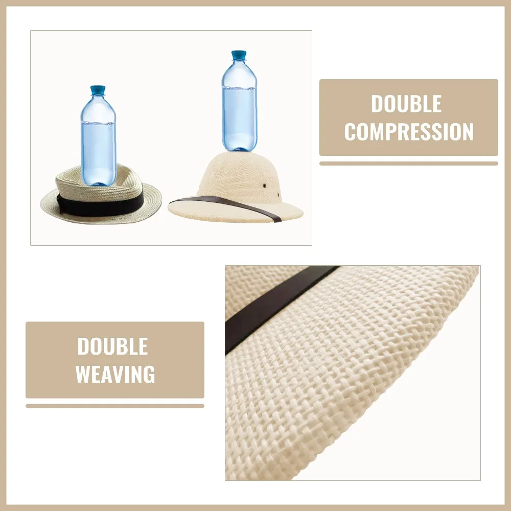 Sombrero de paja de verano hecho a mano, sombrero de playa con protección UV transpirable, gorra ligera para mineros de la jungla de las cuatro estaciones - imagen 5
