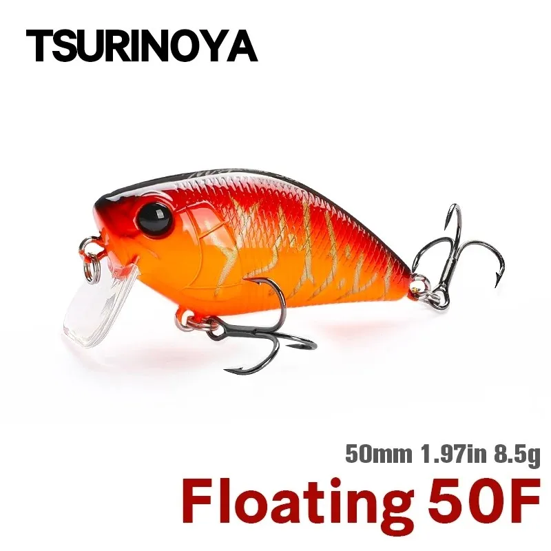 TSURINOYA-señuelo de pesca de superficie, 8,5g, 50F, Crankbait, 50mm, manivela flotante, Wobblers, cebos artificiales, Lucio - imagen 2
