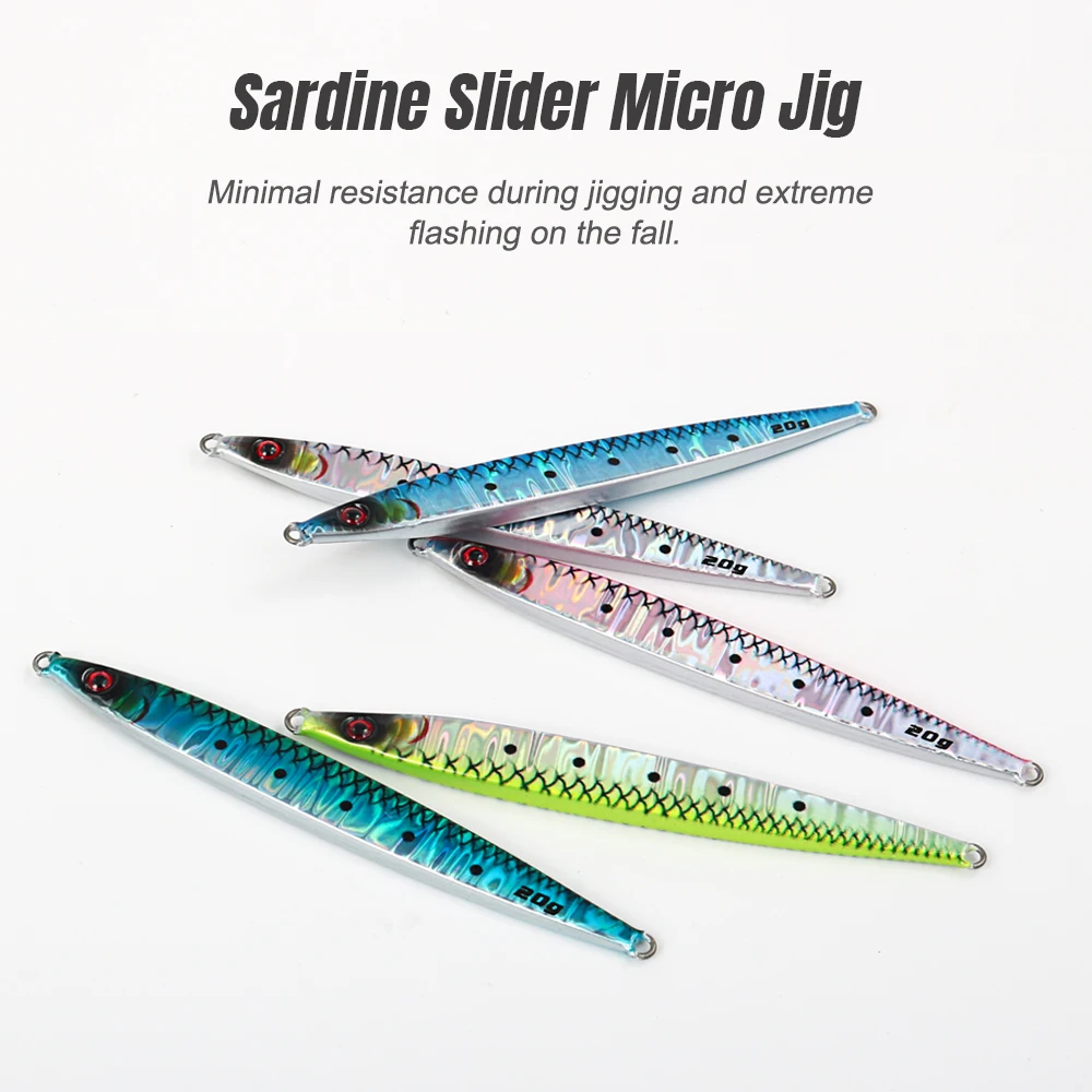 JIGGING PRO 10g 20g deslizador de sardina Micro plantillas pesca en agua salada Shore Jigging señuelo plantilla de Metal - imagen 3