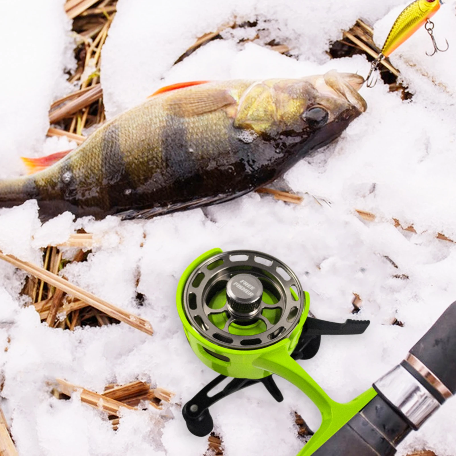 FREE FISHER Carrete para pesca en hielo ultralarga 3,2:1 – 4+1BB de alta velocidad - imagen 3
