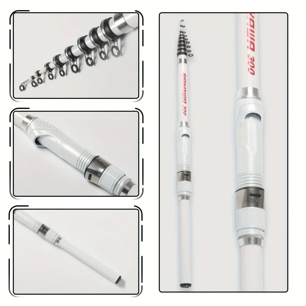 Caña de pescar telescópica BAKAWA, caña de alimentación de carpa portátil de 3M, caña de pescar de viaje para acampar en roca, equipo de lanzamiento de fibra de vidrio ultraligero - imagen 5