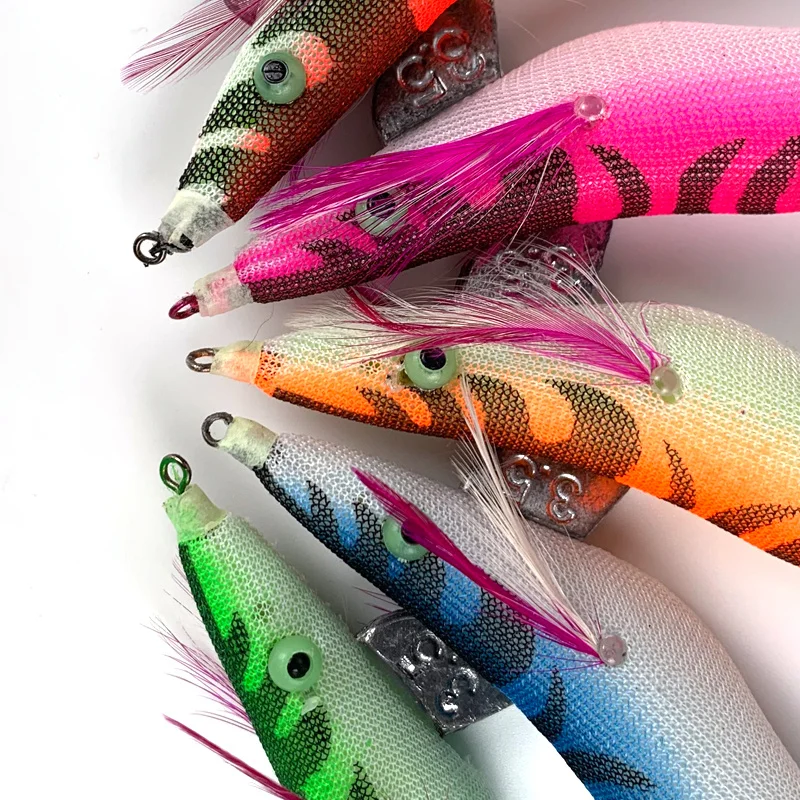 Plantilla de calamar luminosa, señuelos de Jigging lento, pesca de madera, camarones, sepia, plantillas de pesca de mar con 3,0 # 3.5 # Aparejos de pesca con anzuelo explosivo - imagen 2