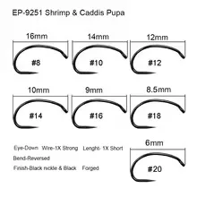 Eupheng 1000 Uds competencia sin púas anzuelo de pesca con mosca atado Materails seco ninfa Shirmp húmedo Caddis anzuelo para moscas níquel negro - imagen 2
