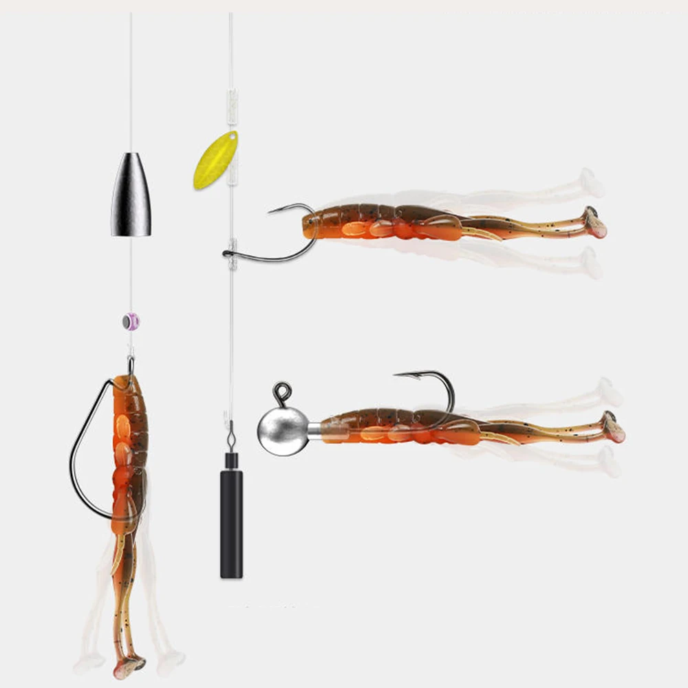 ZUKIBO-señuelo de camarón suave, cebo Artificial de langosta, cola de cangrejo, aparejo flotante Ned, aparejos de pesca de lubina y agua salada, 10 Uds. - imagen 5