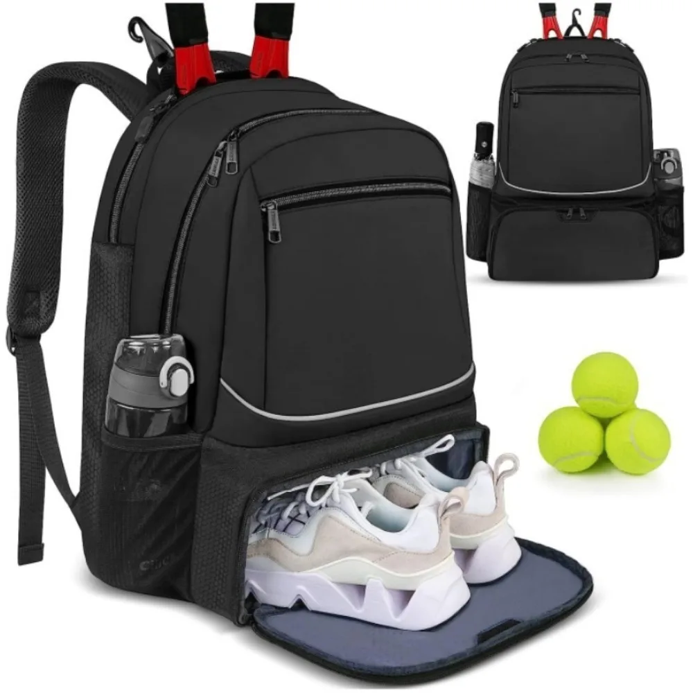 Mochila de tenis con cierre de cremallera, mochila Reversible fuerte para raquetas de Pickleball, gran capacidad con bolsillo para zapatos, bolsa de bádminton - imagen 2