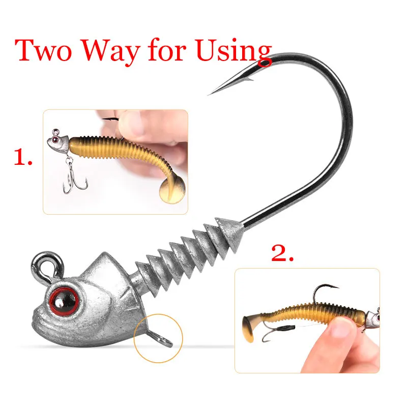 WDJYJ 15 unids/caja 5g 7g 10g 14g anzuelos de jigging con cabeza de pesca Artificial, anzuelos de cabeza de anzuelo de pescado fuertes para cebos de señuelo suave - imagen 3