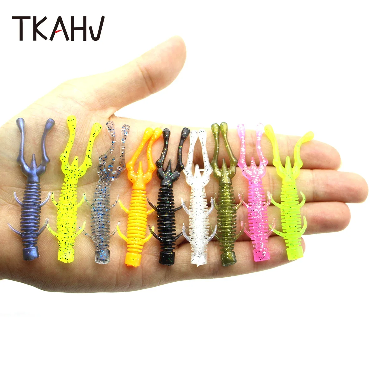 TKAHV-señuelo suave de silicona Artificial, cebo de gusano, Lucio, Pesca, Swimbait, 6cm, 1,5g, olor a pescado, gambas realistas, 10 unidades por lote - imagen 4