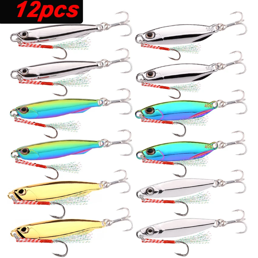 Señuelos metálicos dorados y plateados para caballa y lubina