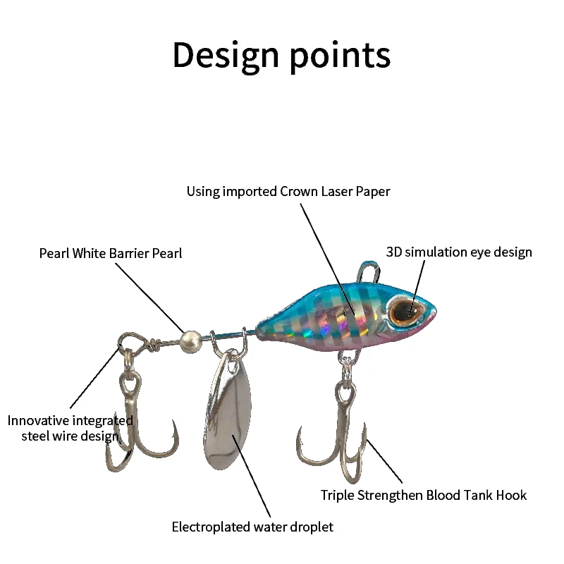 Señuelos de Metal VIB de 7g, 10g, 14g, cebos duros con vibración para trucha y lubina, Señuelos de pesca de agua dulce y salada con anzuelos afilados - imagen 2