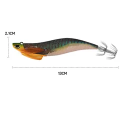 Señuelos de camarones de madera ABS duraderos, 13cm/30g, 5 colores, anzuelo de calamar, plantillas, pesca con señuelo de pulpo