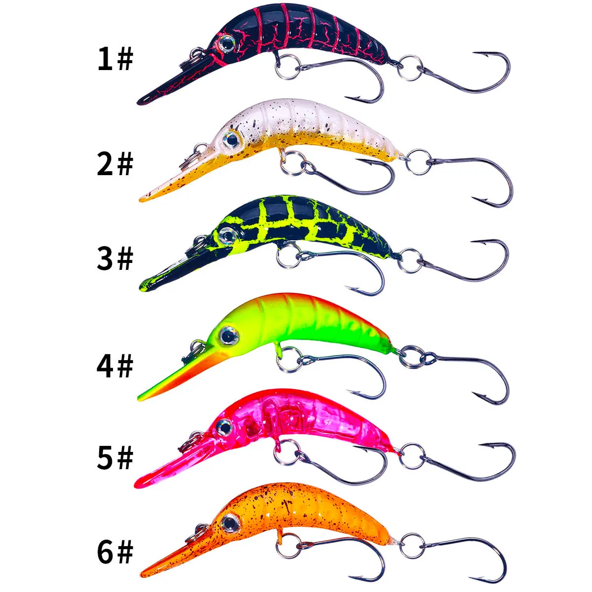 Señuelo de pesca de pececillos flotantes, 6 piezas, 5,2 cm, 2,5g, Mini cebo duro Artificial, gancho afilado, Crankbait, Wobbler, trucha, Lucio, Pesca de lubina - imagen 4