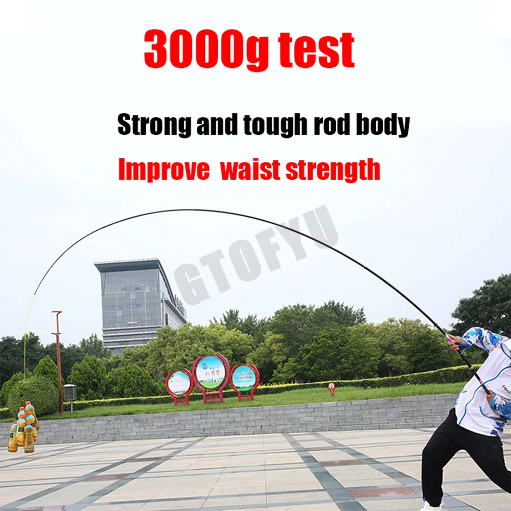 Caña de pescar telescópica en roca, cañas de fibra de carbono de alta densidad, portátiles con bolsa de almacenamiento, cañas de pescar nuevas de 2,4-5,4 m 30T - imagen 5