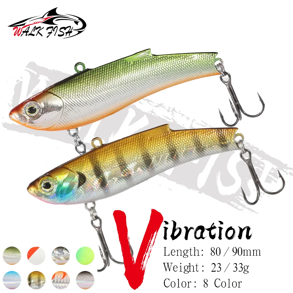WALK FISH 1 Uds 23g 33g VIB señuelo de pesca con vibración pesca en el mar VIB equipo de pesca de plástico cebo duro biónico bolas de acero holográficas