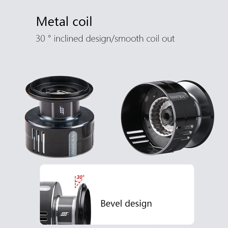 Carrete giratorio de pesca serie VK2000-7000 3 + 1 carrete BB arrastre máximo 12kg señuelo para exteriores lanzamiento de agua salada Universal - imagen 4