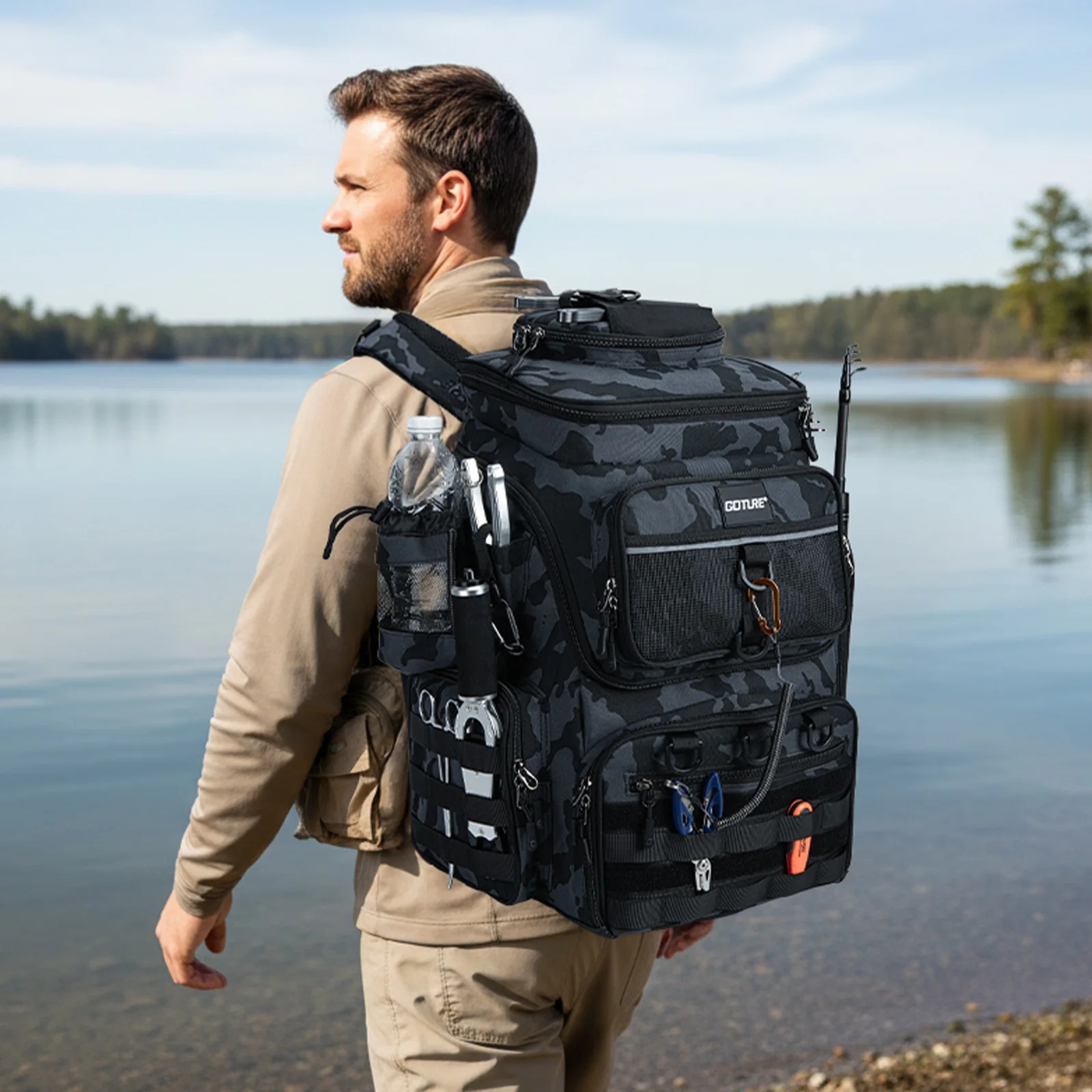Mochila de pesca Goture impermeable Oxford 900D soportes para cañas - imagen 3