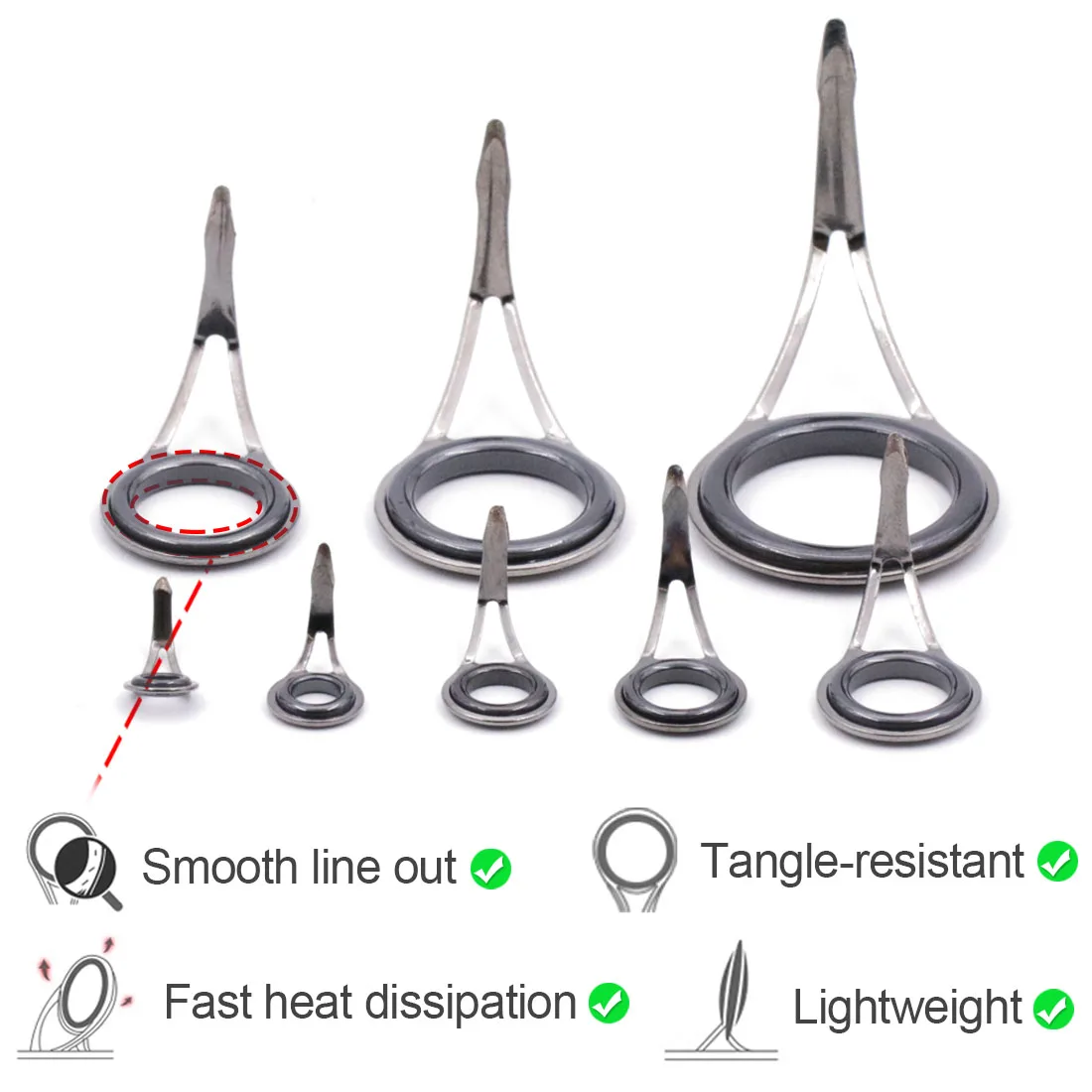 Guía de caña de pescar giratoria de 9KM, 8-105 Uds., guía de caña de un solo pie de bronce, pie inoxidable con anillo de cerámica - imagen 2
