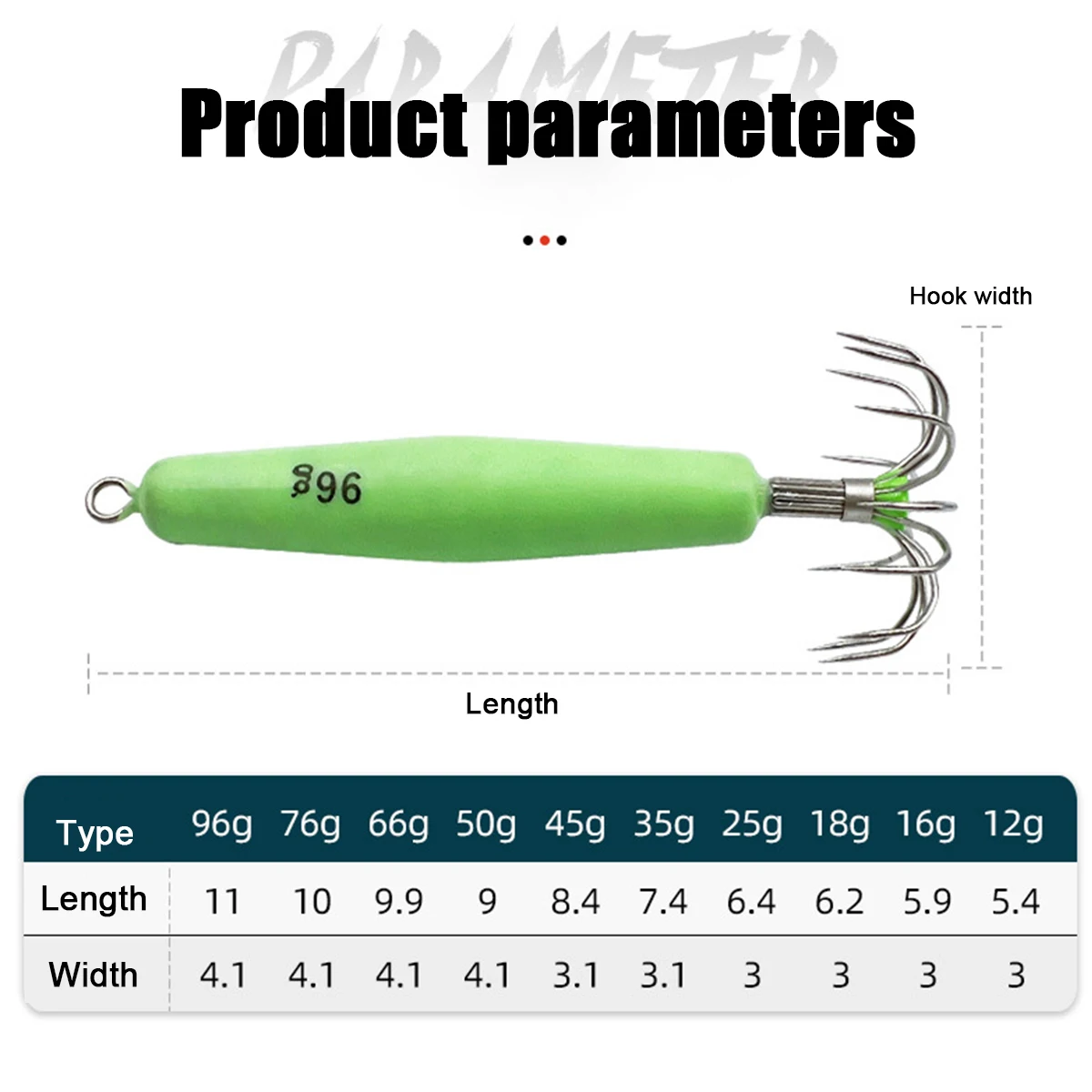 1 Uds. Gancho luminoso para anzuelo de calamar y sepia, 12g-96g, 12 agujas, plantillas brillantes de pulpo, cebo Artificial, señuelo duro para Turlutte, cebo para camarones - imagen 3