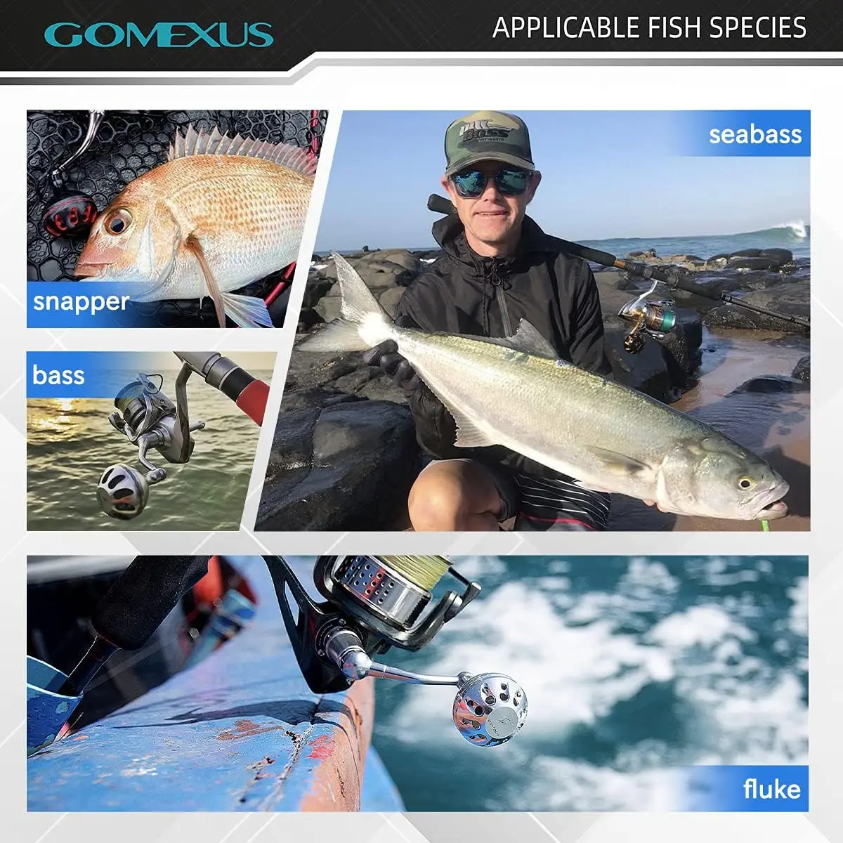 Perilla de alimentación GOMEXUS Compatible con Shimano Stradic FK 5000 Saragosa SW Ocea Jigger Daiwa, perilla de mango de carrete giratorio de agua salada de 38mm - imagen 5