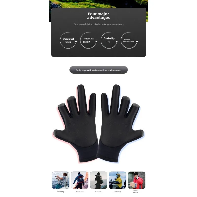 Guantes de pesca tres dedos impermeables con cierre titanio - imagen 5