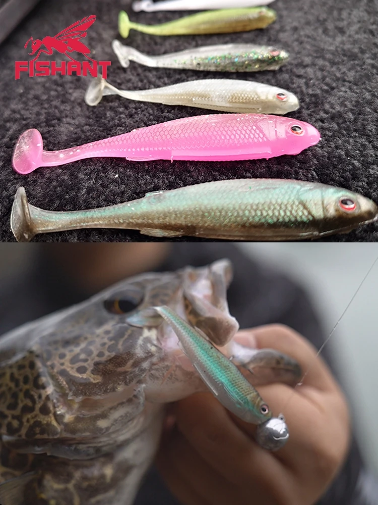 7/9 Uds FISHANT pequeño pez Real cola en T cebos blandos señuelo 50,8mm-78,7mm 3D ojo de pez Artificial Wobblers silicona Swimbait juego de pesca - imagen 5