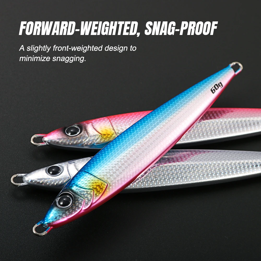 JIGGING PRO plantilla de Metal 30g 40g 60g 80g señuelo de Jigging de fundición larga Señuelos de Pesca de Jerking rápido aparejos de pesca de agua salada - imagen 4