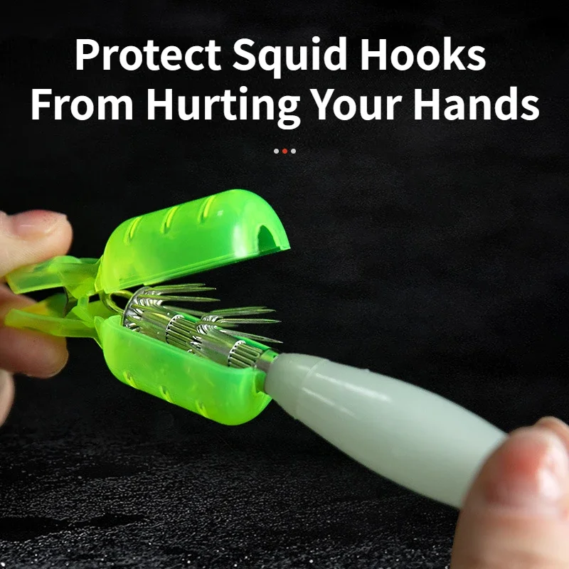 Funda protectora de aguja de calamar, funda de almacenamiento con gancho trasero a presión, accesorios de calamar para pesca en el mar, funda de plástico, 10 Uds. - imagen 3