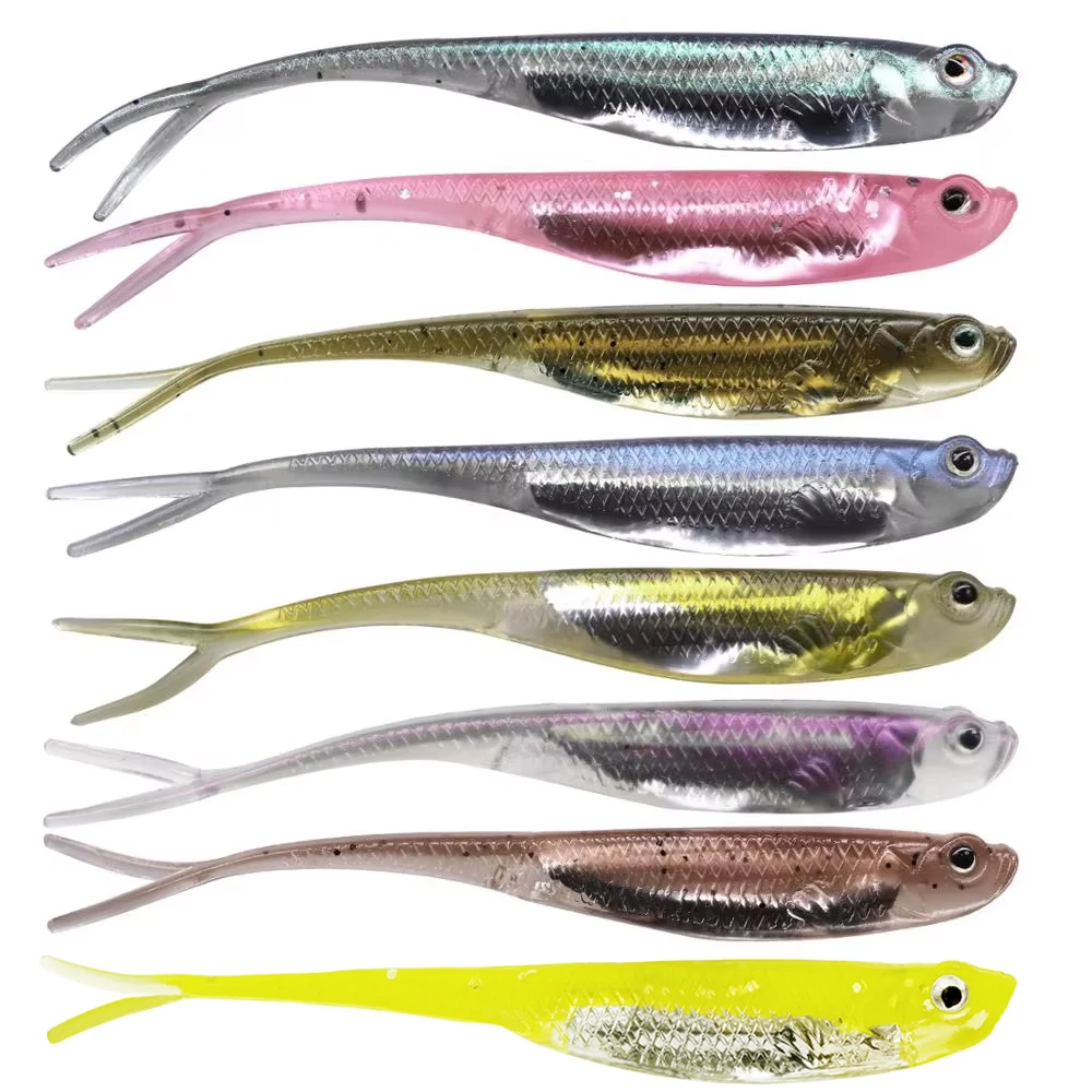 Señuelos blandos de pesca, 6 uds., 7,5 cm, 1,8g, cebo suave Jerk Shad, gusano de pesca, Swimbaits, señuelo suave de silicona para pesca de carpa