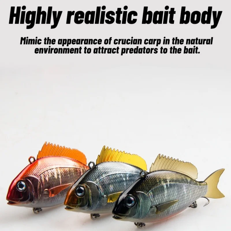 Wondersee-señuelo de carpa VIB pargo, 65mm, 24g, Madai, orada de mar, aletas de cola de goma, fundición larga, láser vivo, Wobbler, liquidación de cebo duro - imagen 5