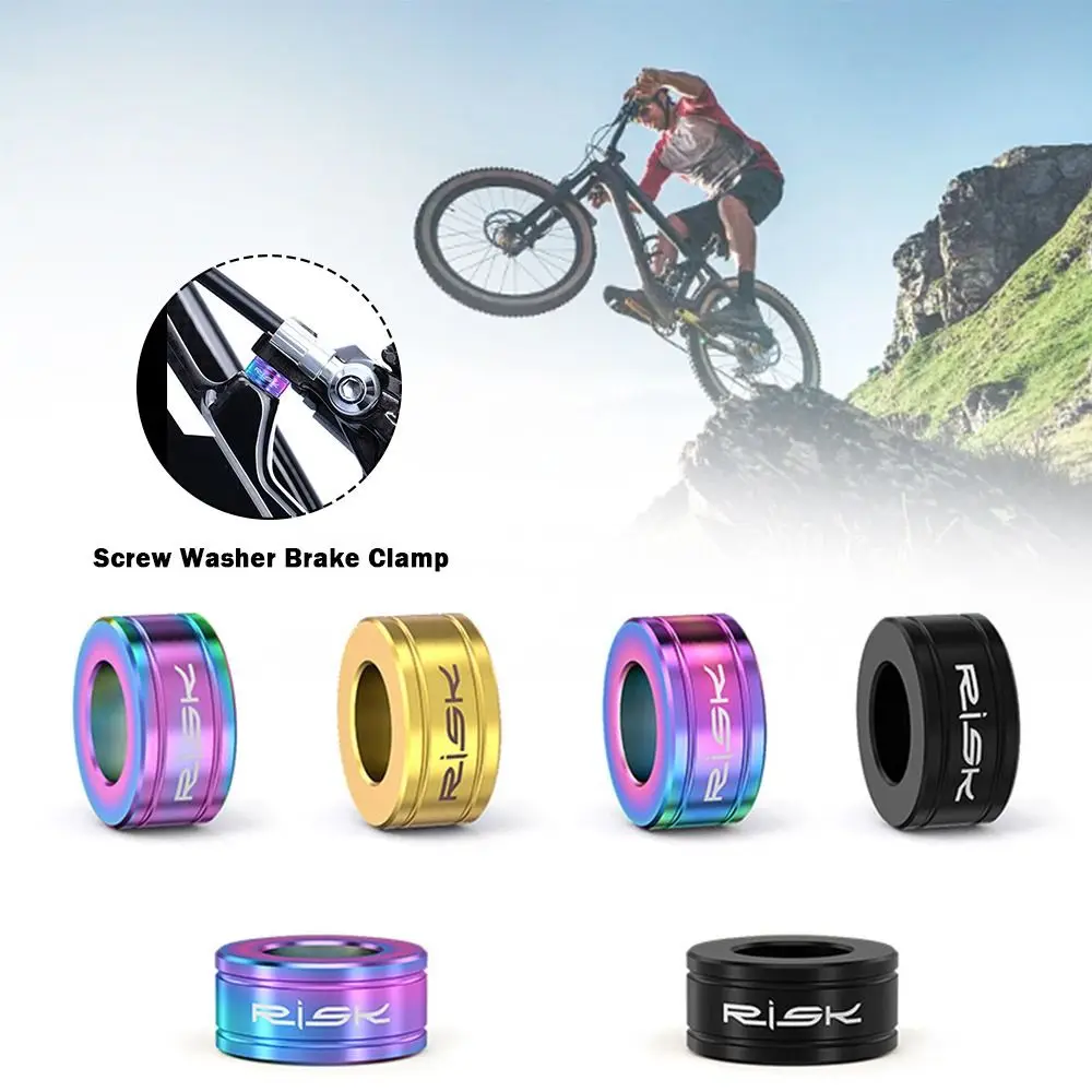 2 uds pinza de freno de disco de aleación de titanio Multicolor M6 freno de disco almohadilla de elevación fija arandela de tornillo integrada abrazadera de freno