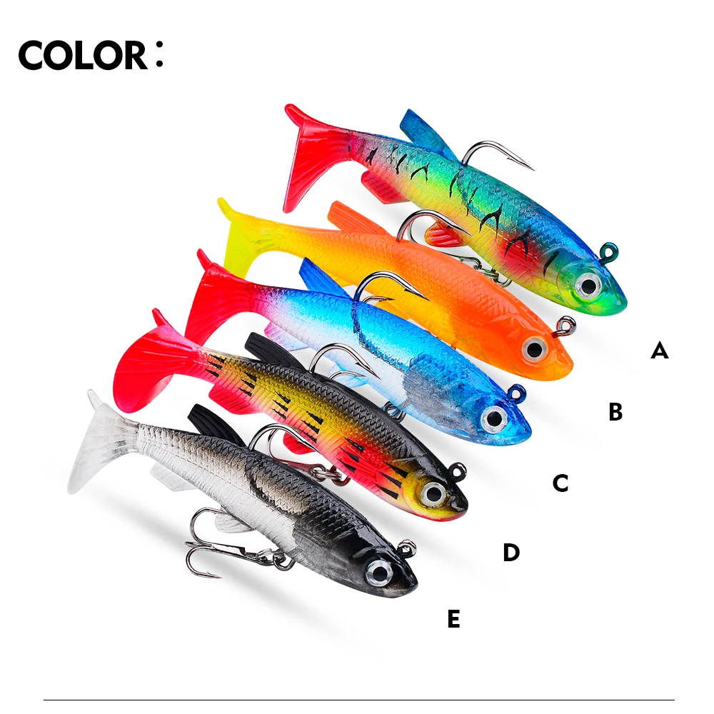 Proberos-Kit de Señuelos de Pesca blandos, 5 uds., con anzuelo triple, 133,5g/0,47oz, Ideal para pesca en agua salada y dulce - imagen 5