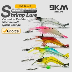 9KM 5 uds 9,5 cm señuelos tipo Gamba pesca en agua salada suave con cuentas de gancho giratorios cebo suave de silicona Artificial pesca lubina trucha